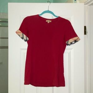 Burberry T-Shirt with plaid cuff sleeves